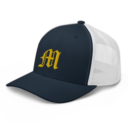 Michigan 'Old English M' Trucker Hat | Gold Embroidery