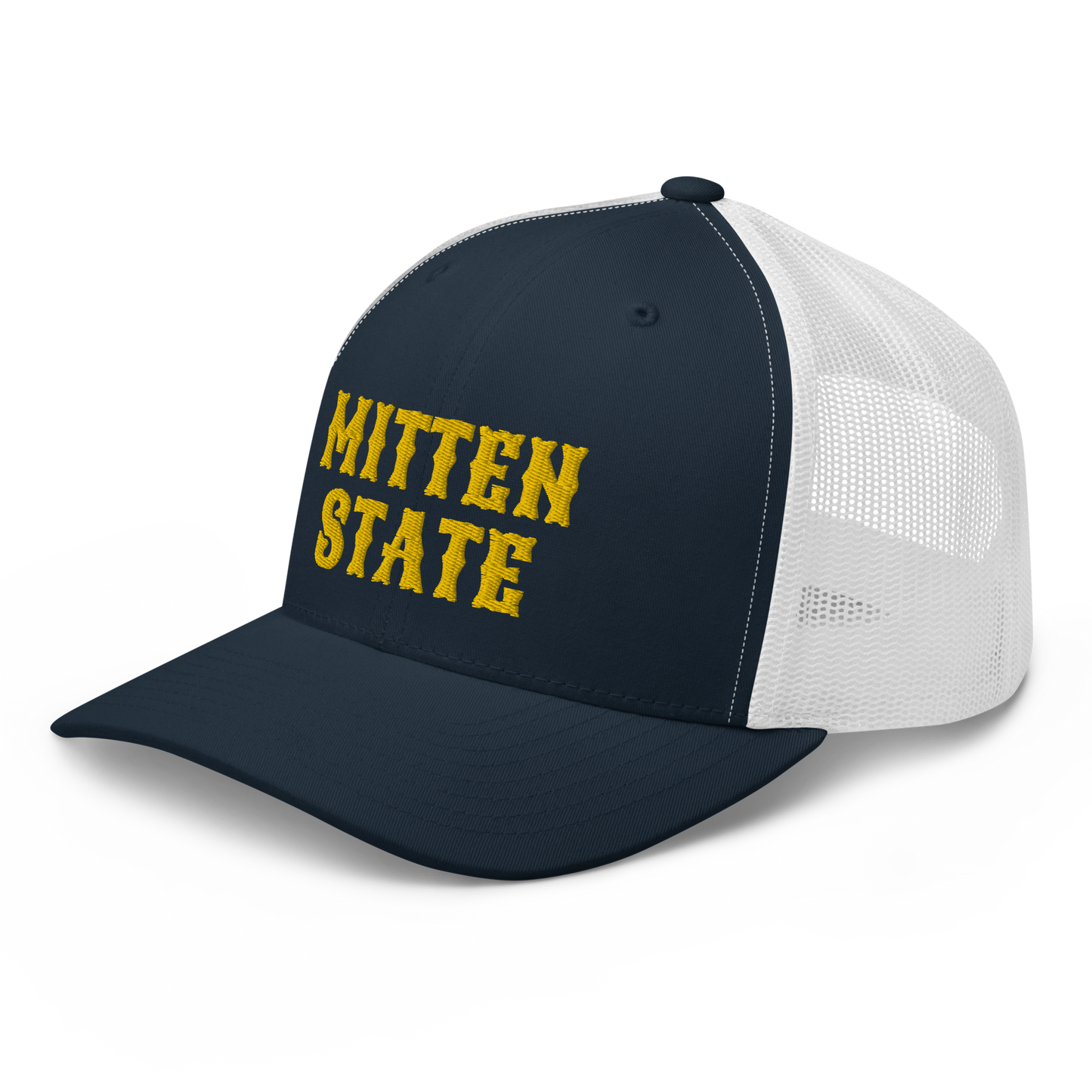 Michigan 'Mitten State' Trucker Hat (Western Font) | Gold Embroidery