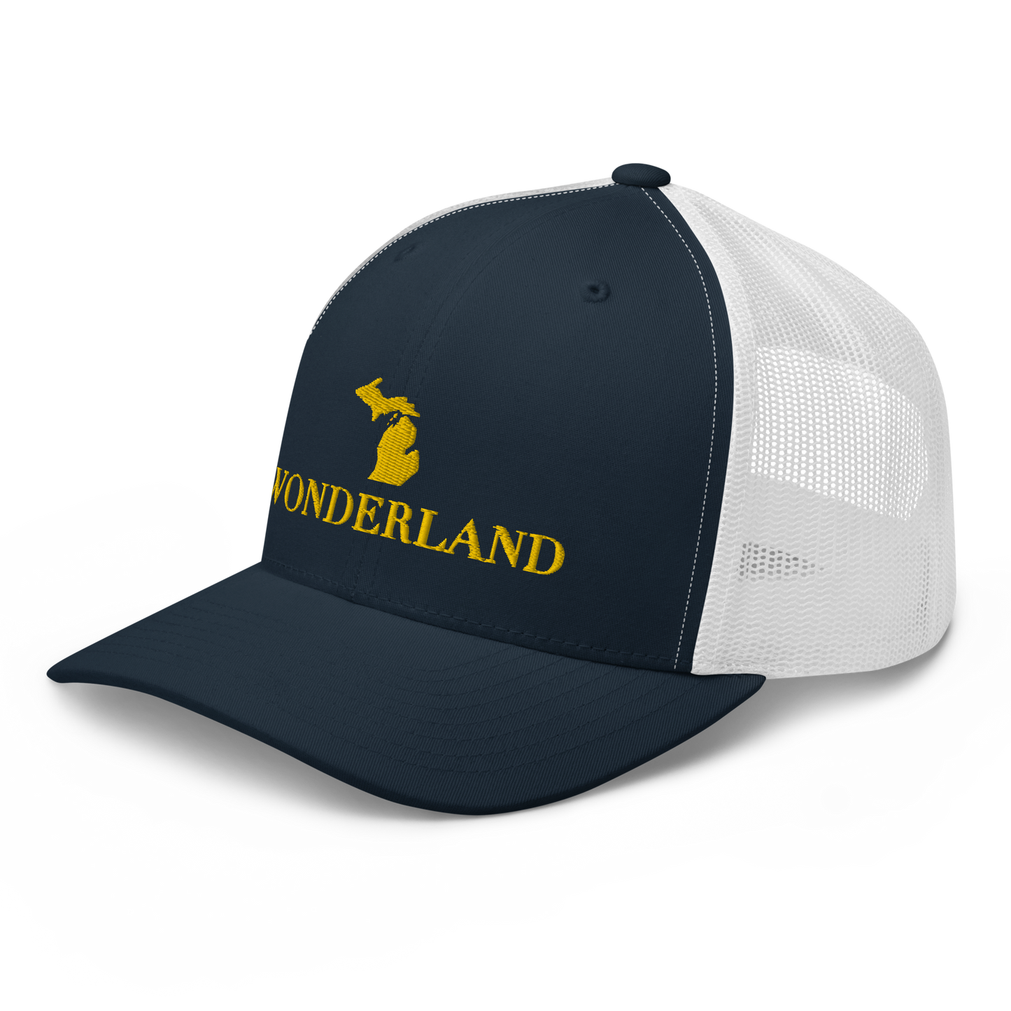 Michigan 'Wonderland' Trucker Hat (Didone Font) | Gold Embroidery