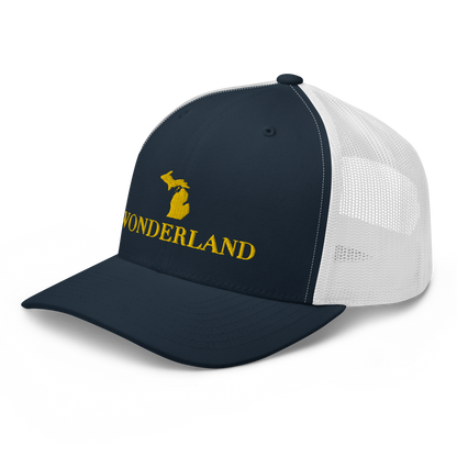 Michigan 'Wonderland' Trucker Hat (Didone Font) | Gold Embroidery