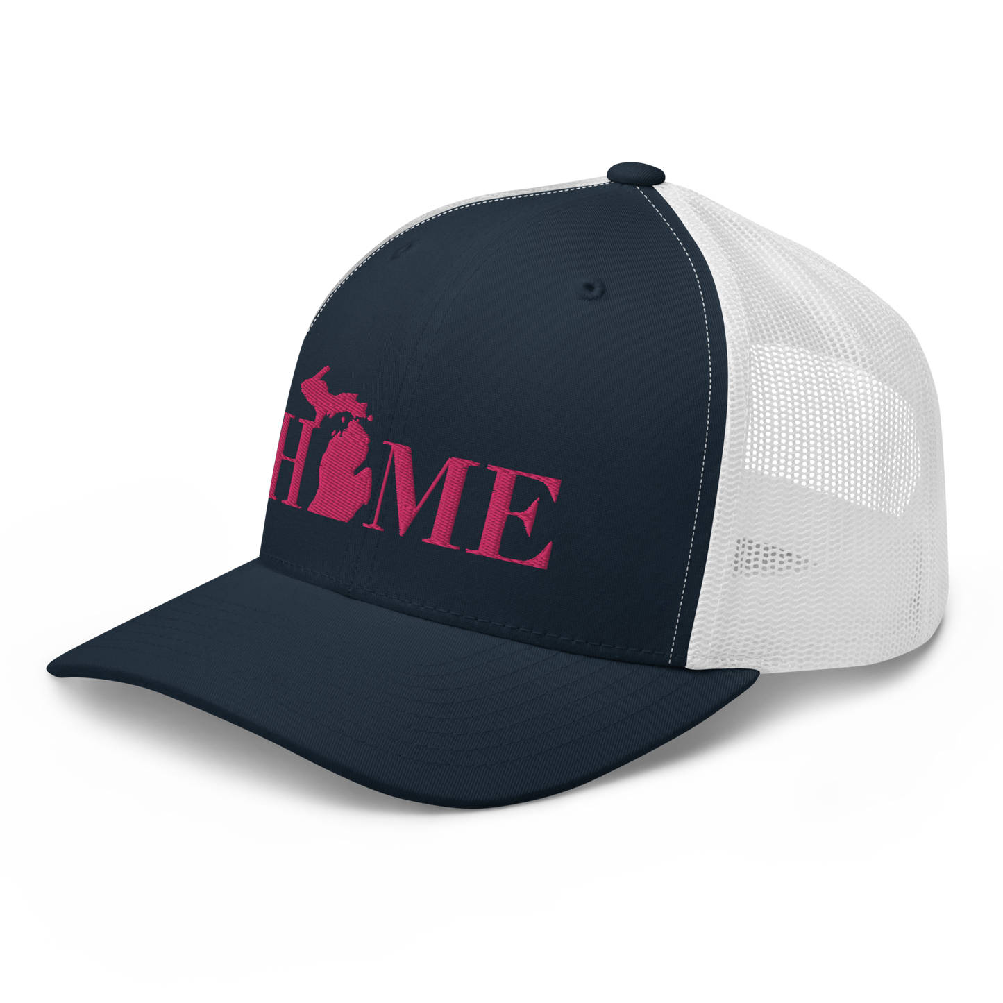 Michigan 'Home' Trucker Hat (Didone Font) | Pink Embroidery