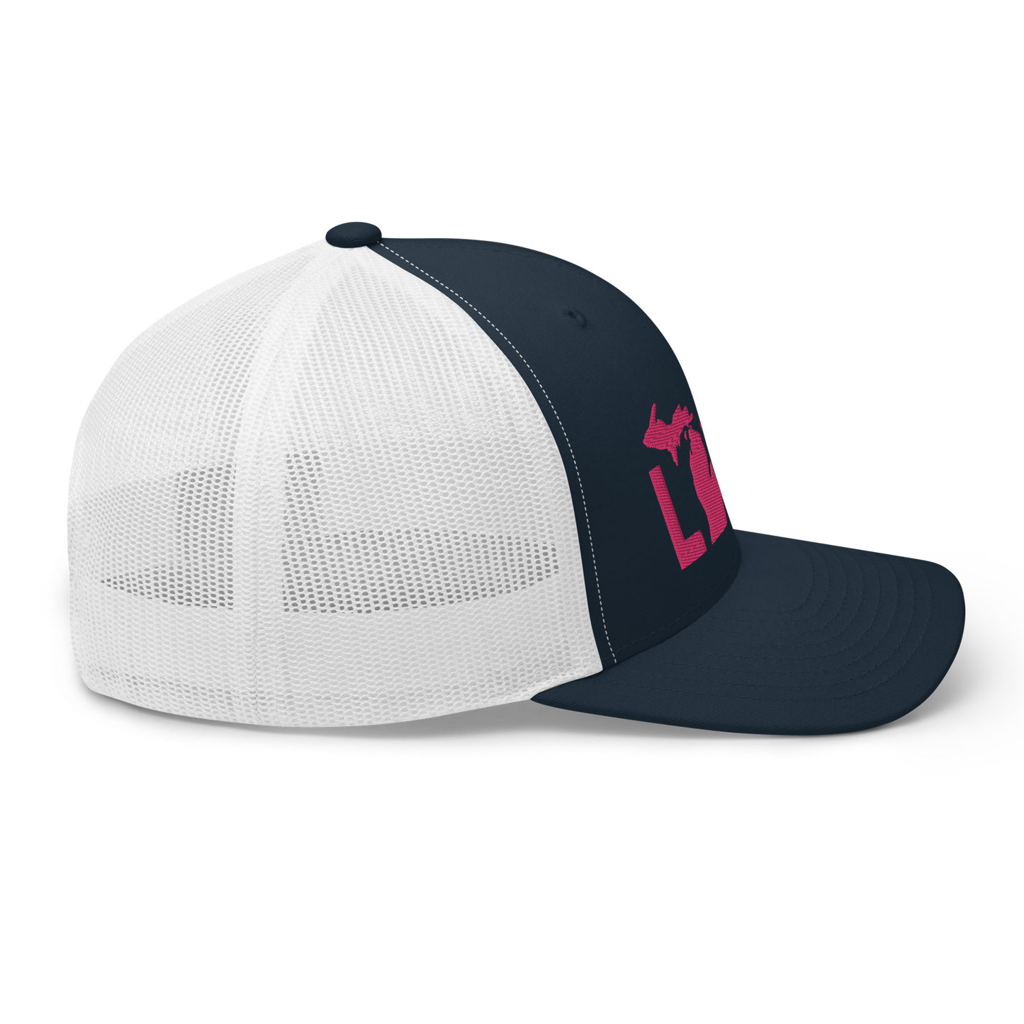 Michigan 'Love' Trucker Hat (Geometric Sans Font) | Pink Embrodiery