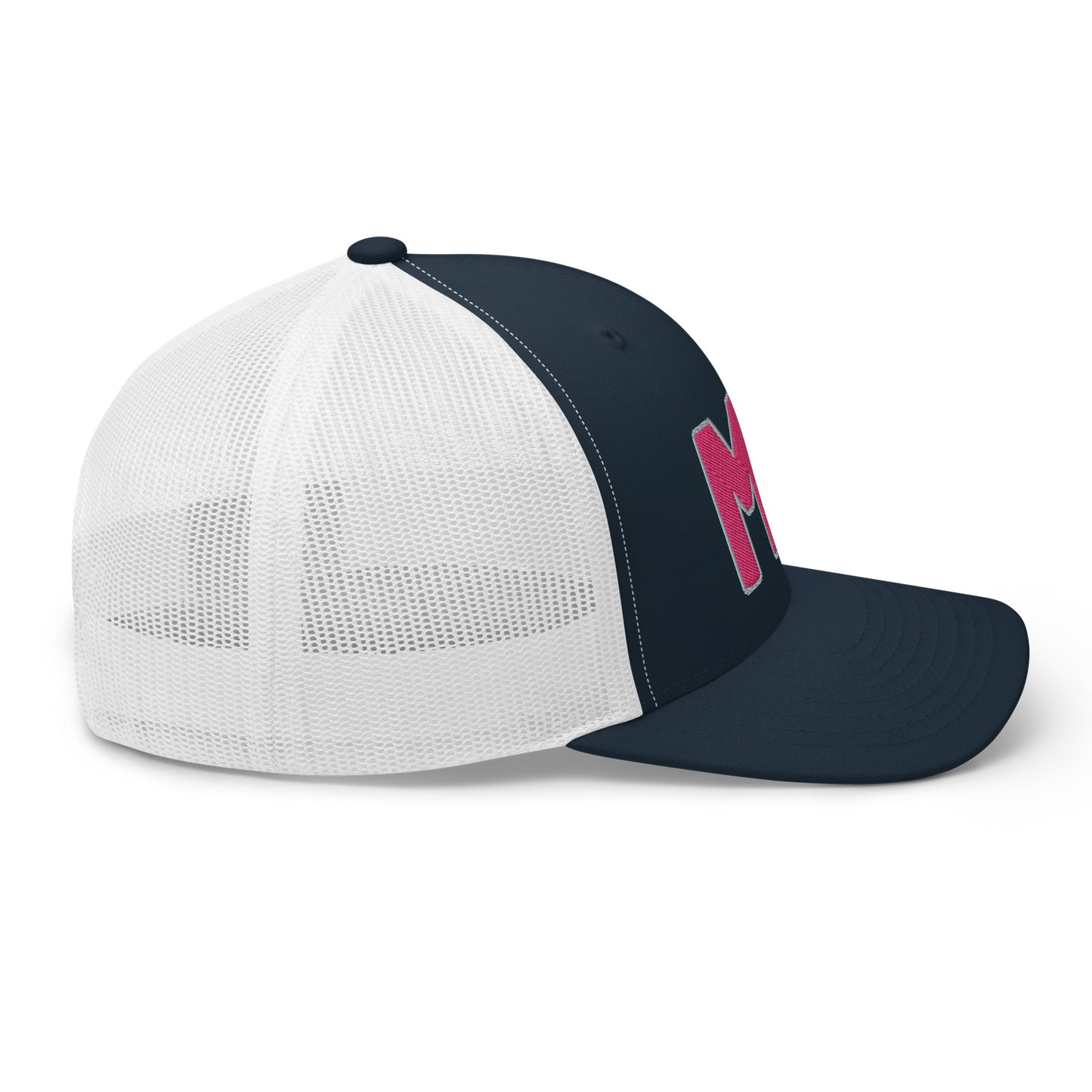 Michigan 'MI' Trucker Hat (1940s Baseball Font) | Pink Embroidery