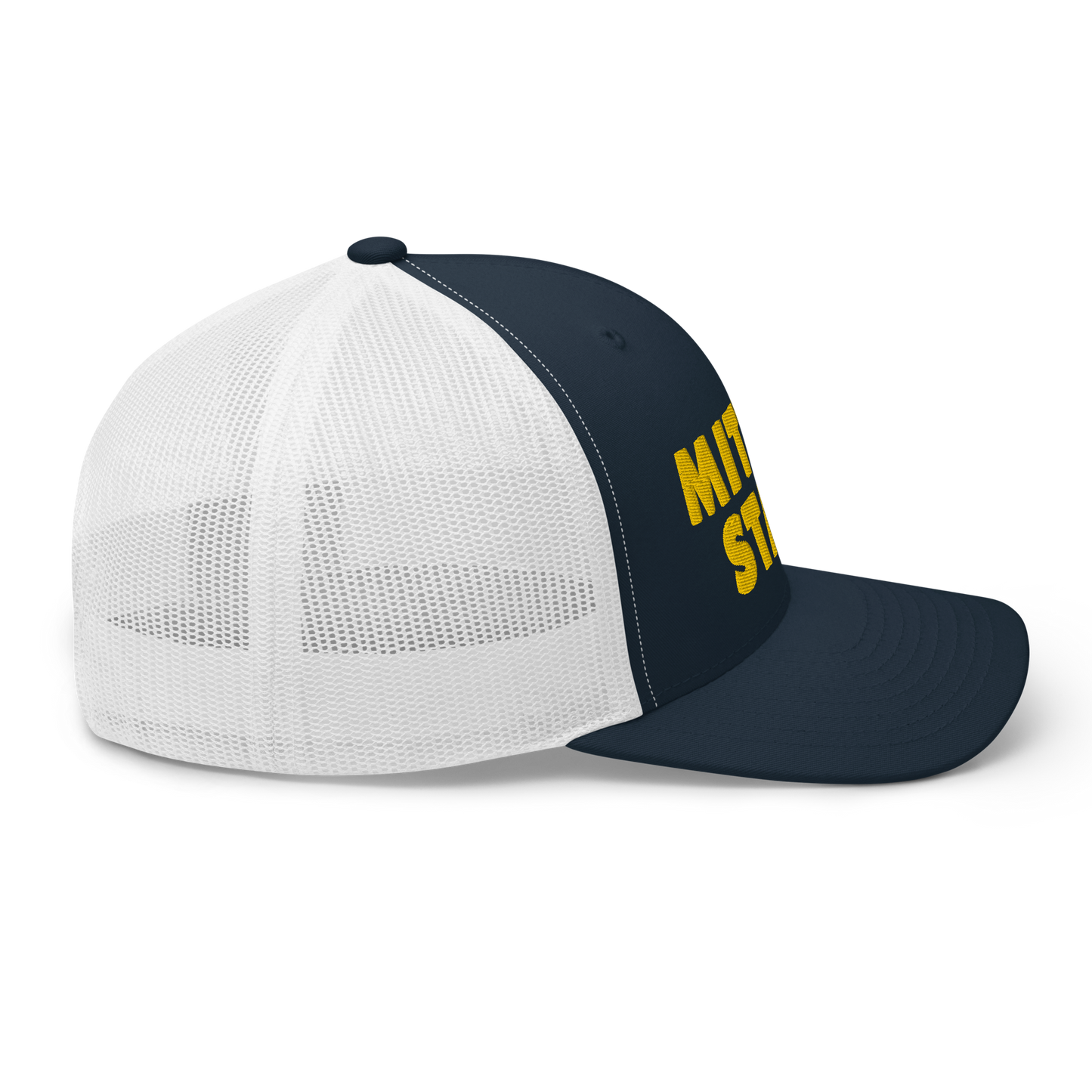 Michigan 'Mitten State' Trucker Hat (Geometric Sans Font) | Gold Embroidery