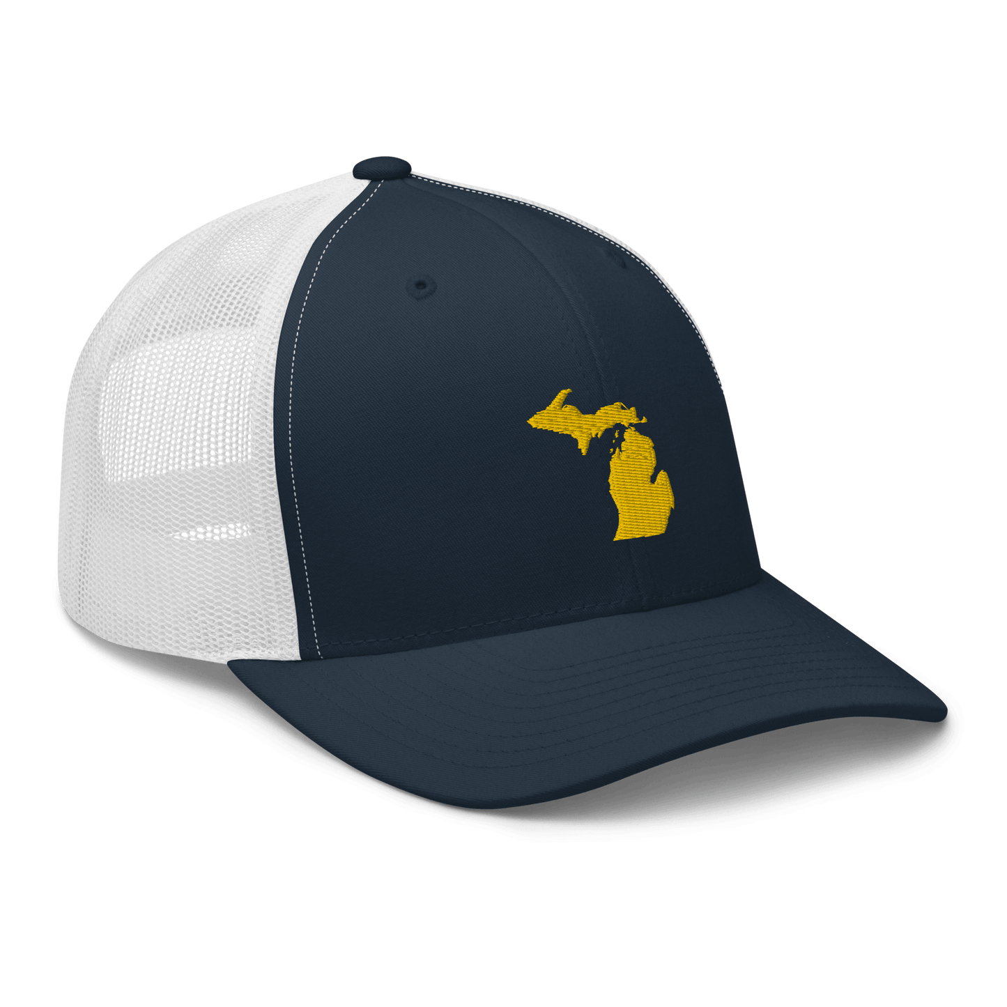 Michigan Trucker Hat (w/ Michigan Outline) | Gold Embroidery - Circumspice Michigan