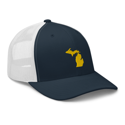 Michigan Trucker Hat (w/ Michigan Outline) | Gold Embroidery - Circumspice Michigan