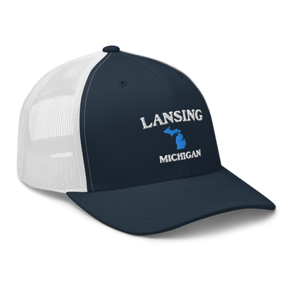 'Lansing Michigan' Trucker Hat (w/ Michigan Outline)