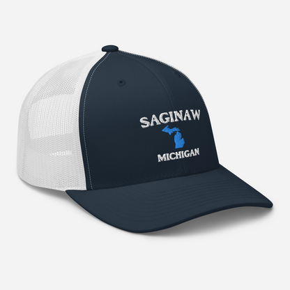 'Saginaw Michigan' Trucker Hat (w/ Michigan Outline)