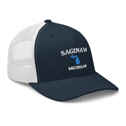 'Saginaw Michigan' Trucker Hat (w/ Michigan Outline)