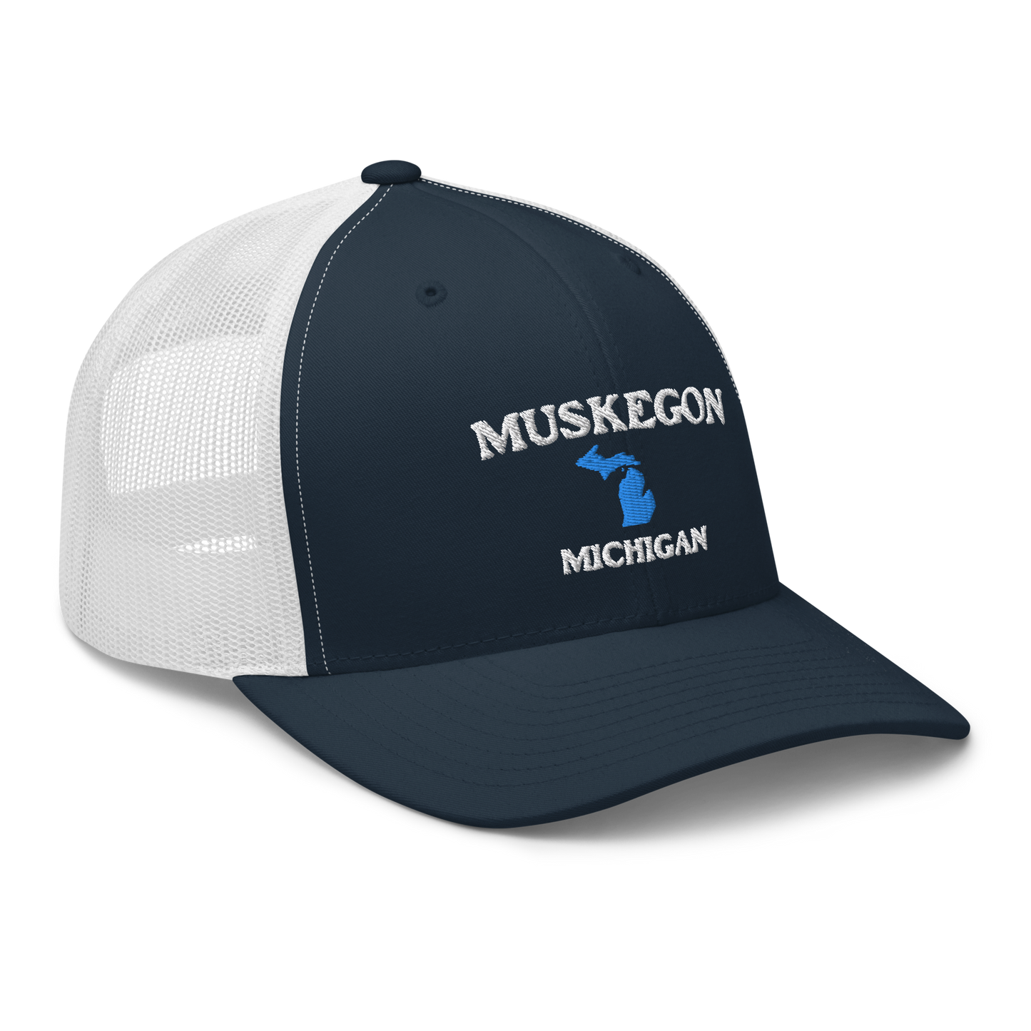 'Muskegon Michigan' Trucker Cap (w/ Michigan Outline)