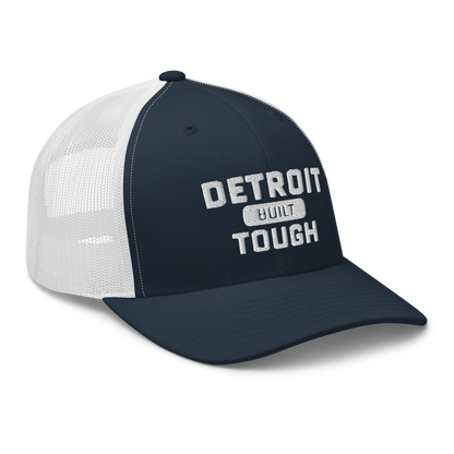 'Built Detroit Tough' Trucker Hat | White/Black Embroidery