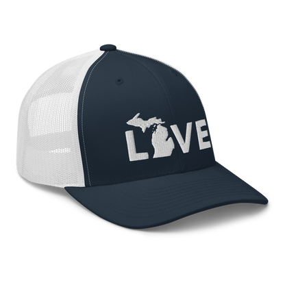 Michigan 'Love' Trucker Hat (Geometric Sans Font)