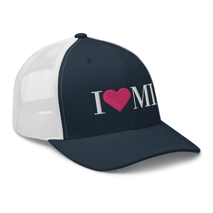 Michigan 'I ❤️ MI' Trucker Hat (Didone Font)