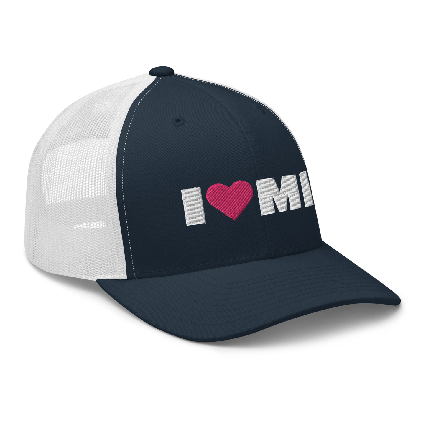 Michigan 'I ❤️ MI' Trucker Hat (French Olive Font)