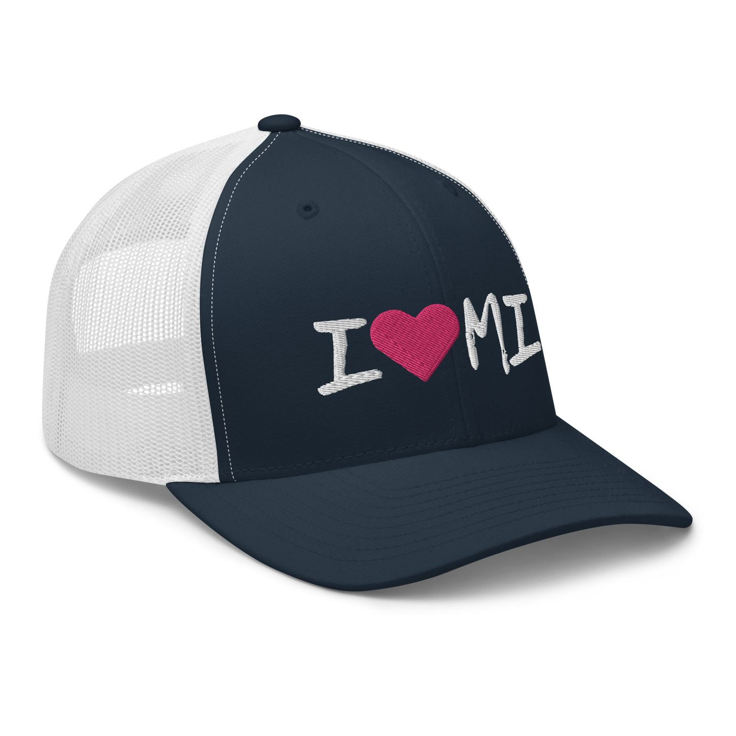 Michigan 'I ❤️ MI' Trucker Hat (Brush Font)