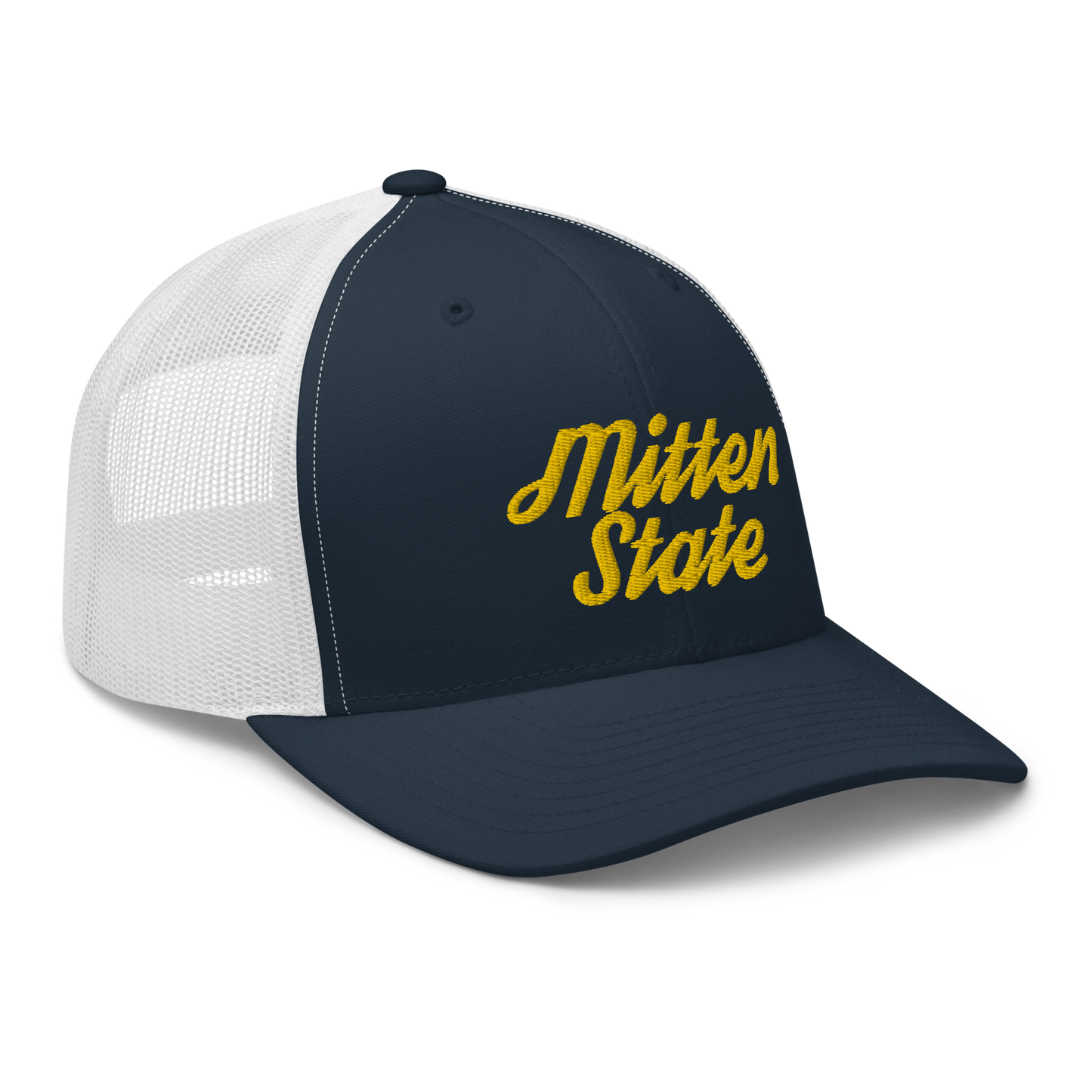 Michigan 'Mitten State' Trucker Hat (Script Font) | Gold Embroidery