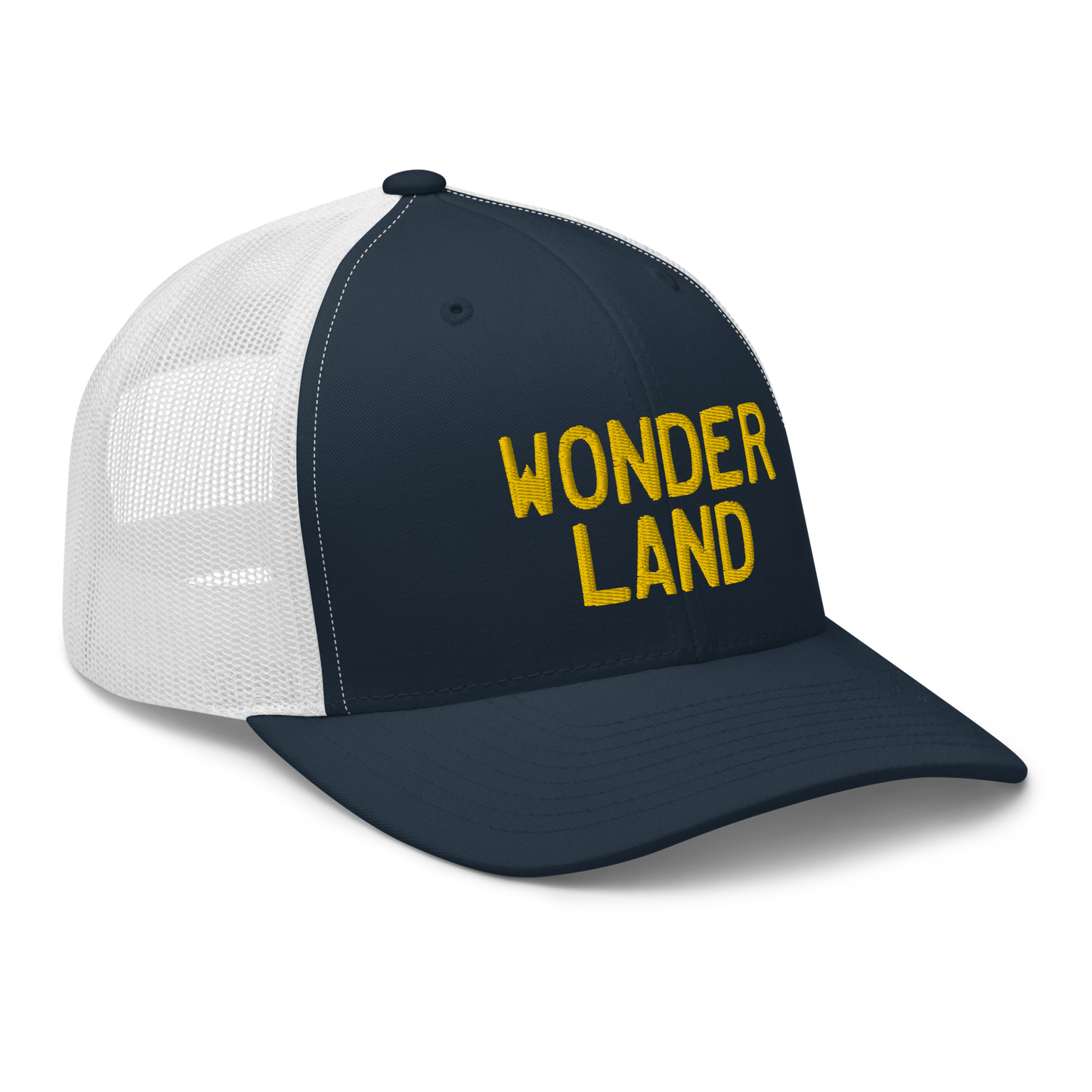 Michigan 'Wonderland' Trucker Hat (Licence Plate Font) | Gold Embroidery