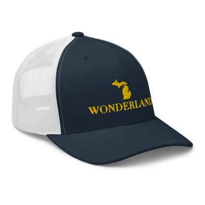 Michigan 'Wonderland' Trucker Hat (Didone Font) | Gold Embroidery