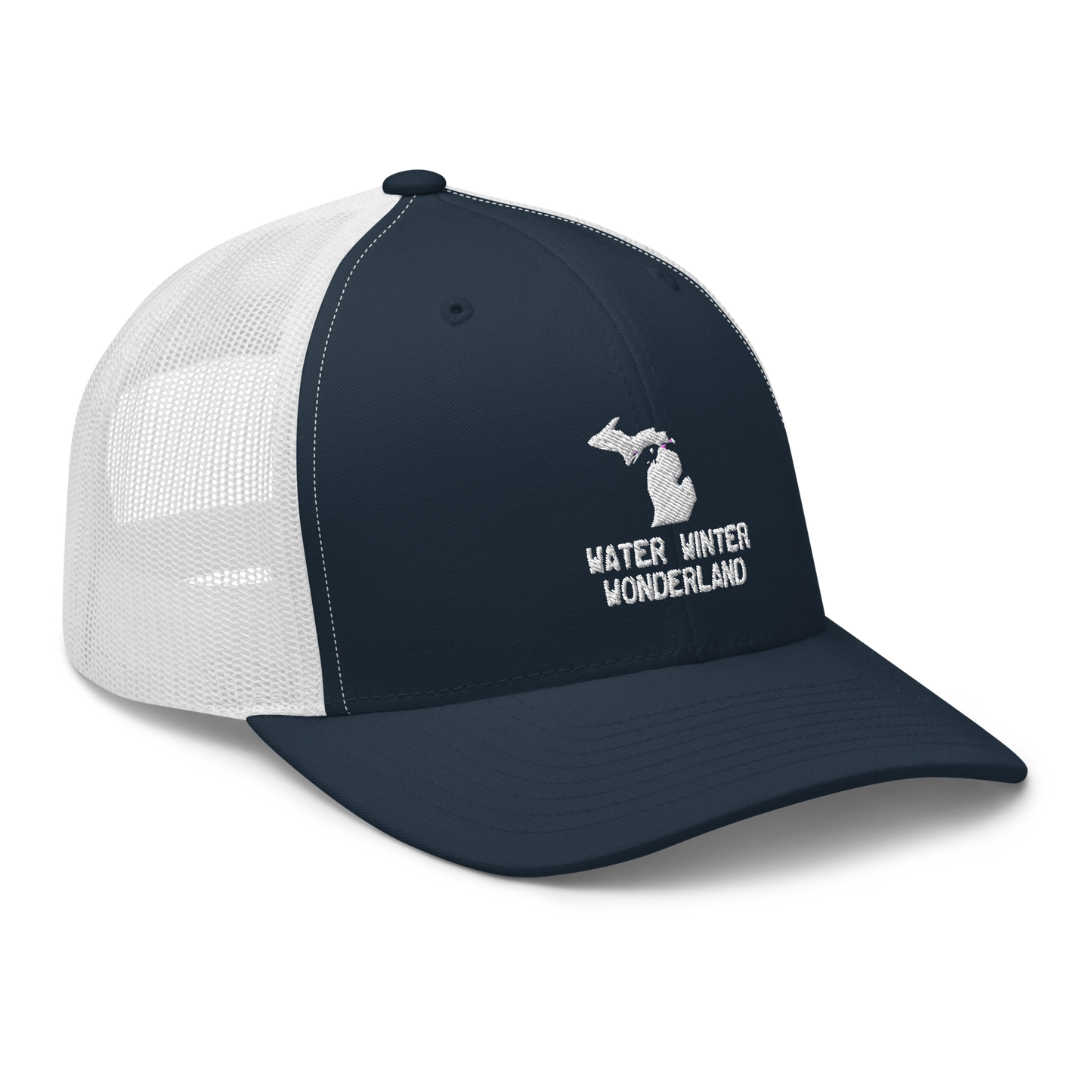 Michigan 'Water Winter Wonderland' Trucker Hat (w/ MI Outline)