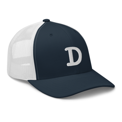 Detroit 'Old French D' Trucker Hat | White/Navy Embroidery