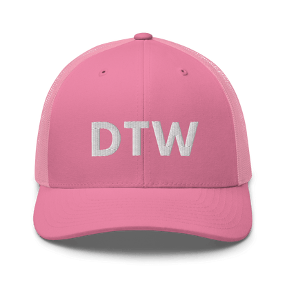 Detroit 'DTW' Trucker Hat | White/Black Embroidery - Circumspice Michigan