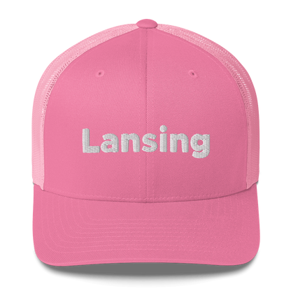 'Lansing' Trucker Hat | White/Black Embroidery