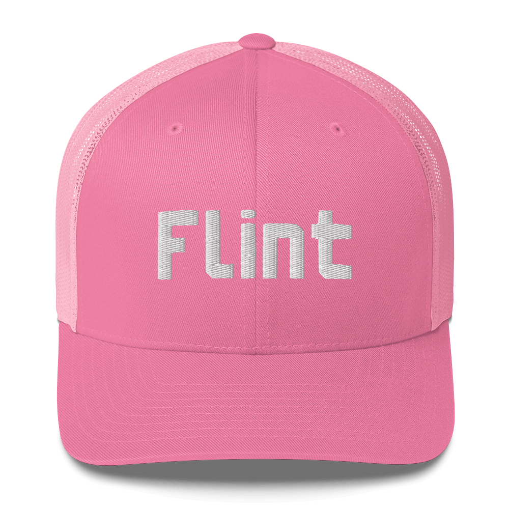 'Flint' Trucker Hat | White/Black Embroidery