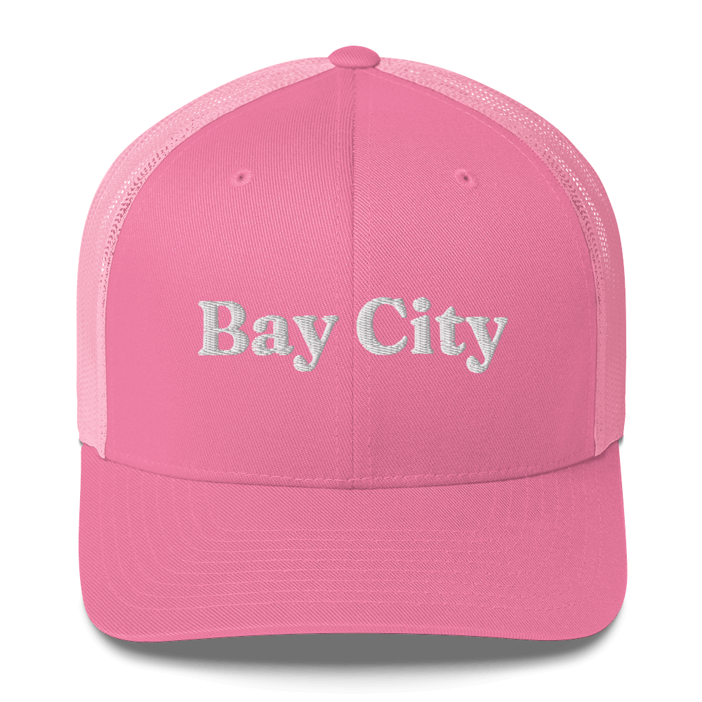 'Bay City' Trucker Hat | White/Black Embroidery