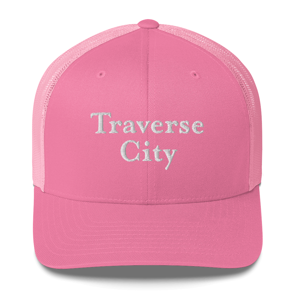 'Traverse City' Trucker Hat | White/Black Embroidery