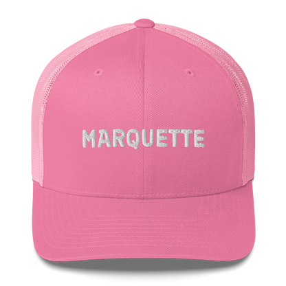 'Marquette' Trucker Hat | White/Black Embroidery