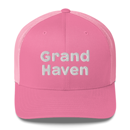 'Grand Haven' Trucker Hat | White/Black Embroidery