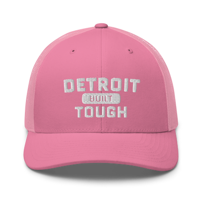 'Built Detroit Tough' Trucker Hat | White/Black Embroidery