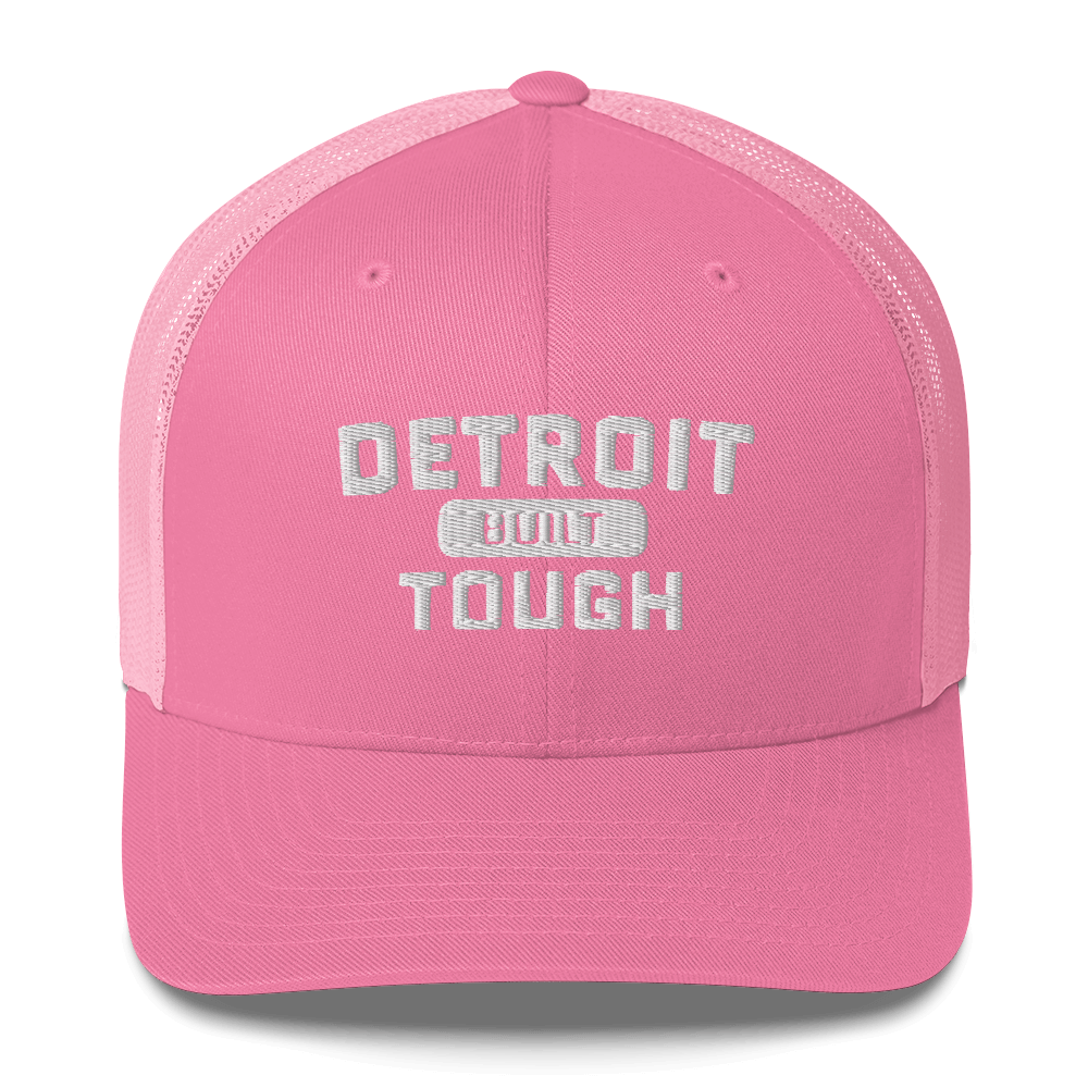 'Built Detroit Tough' Trucker Hat | White/Black Embroidery