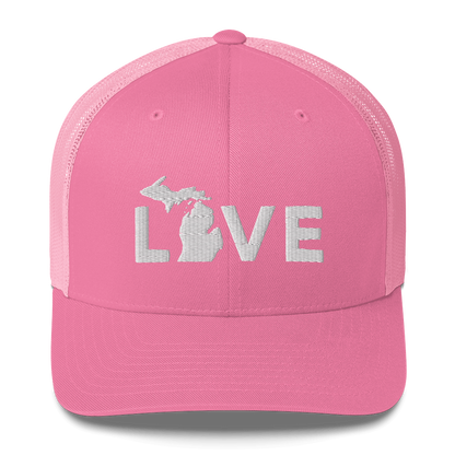 Michigan 'Love' Trucker Hat (Geometric Sans Font)