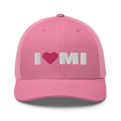 Michigan 'I ❤️ MI' Trucker Hat (French Olive Font)