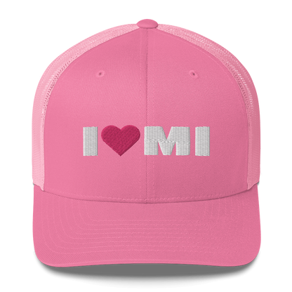 Michigan 'I ❤️ MI' Trucker Hat (French Olive Font)