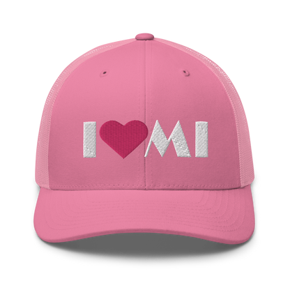 Michigan 'I ❤️ MI' Trucker Hat (Art Deco Font)