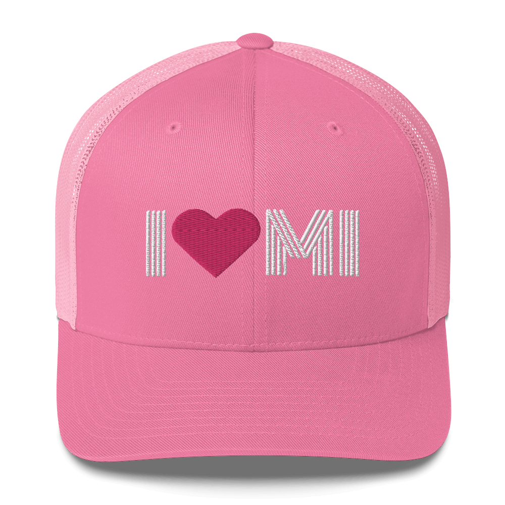 Michigan 'I ❤️ MI' Trucker Hat (Metalpress Font)