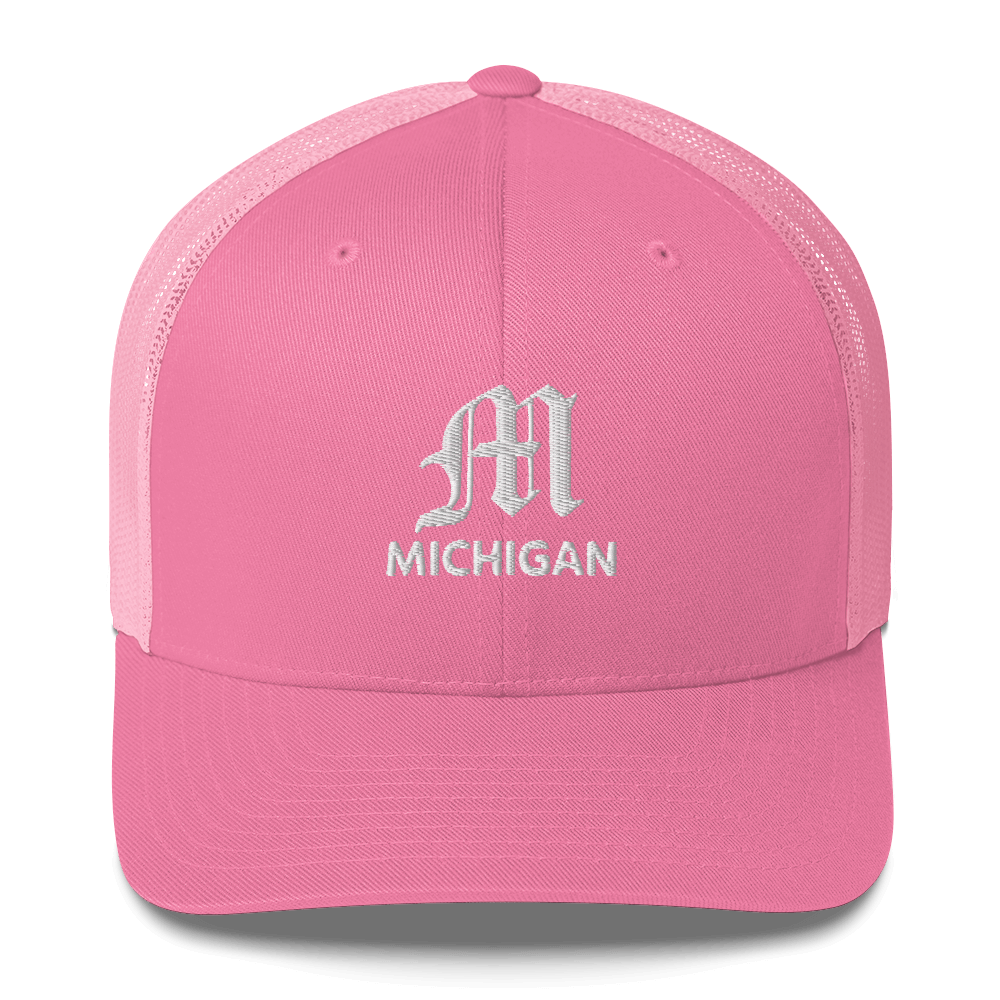 'Michigan' Trucker Hat (w/ Old English 'M')