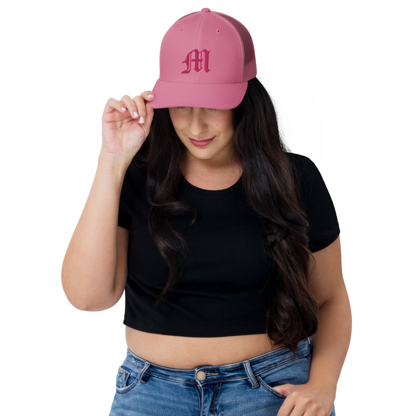 Michigan 'Old English M' Trucker Hat | Pink Embroidery