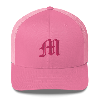 Michigan 'Old English M' Trucker Hat | Pink Embroidery