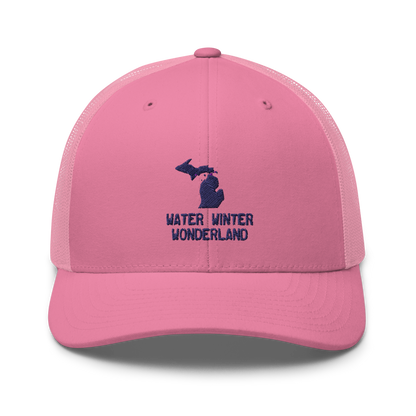 Michigan 'Water Winter Wonderland' Trucker Hat (w/ MI Outline)