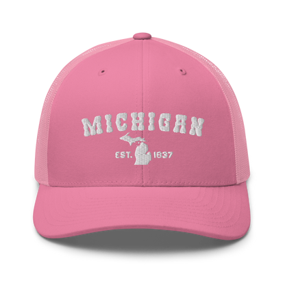 'Michigan EST 1837' Trucker Hat (Western Font)