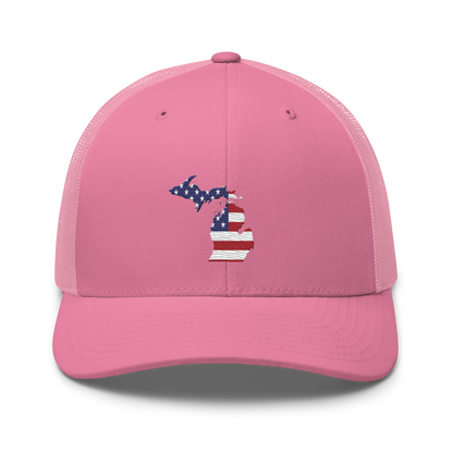 State of Michigan Trucker Hat (w/ USA Flag Outline)