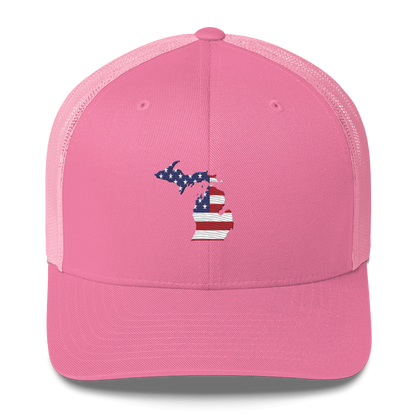 State of Michigan Trucker Hat (w/ USA Flag Outline)