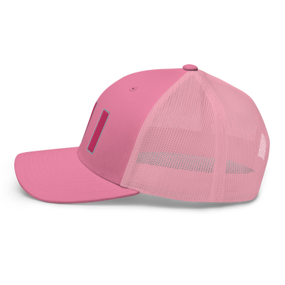 Michigan 'MI' Trucker Hat (1940s Baseball Font) | Pink Embroidery