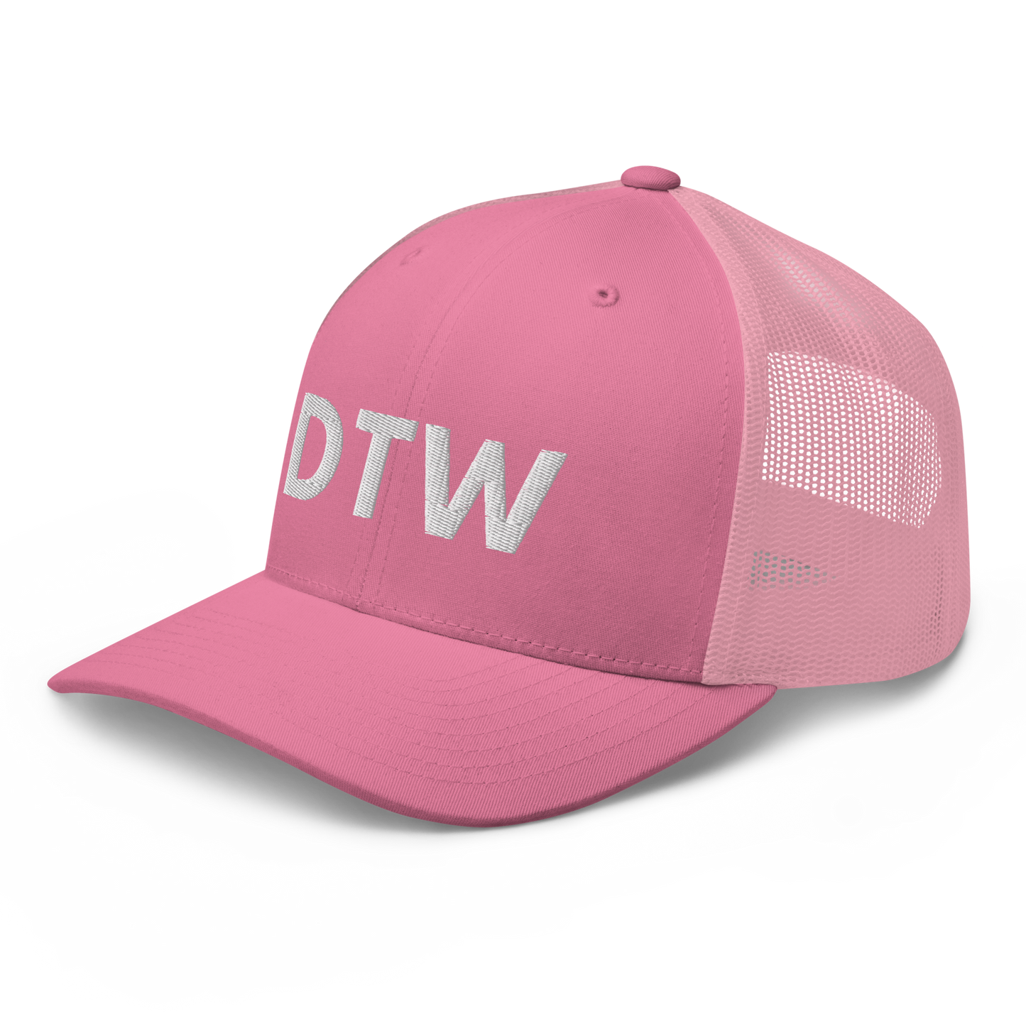 Detroit 'DTW' Trucker Hat | White/Black Embroidery