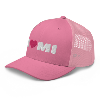 Michigan 'I ❤️ MI' Trucker Hat (French Olive Font)