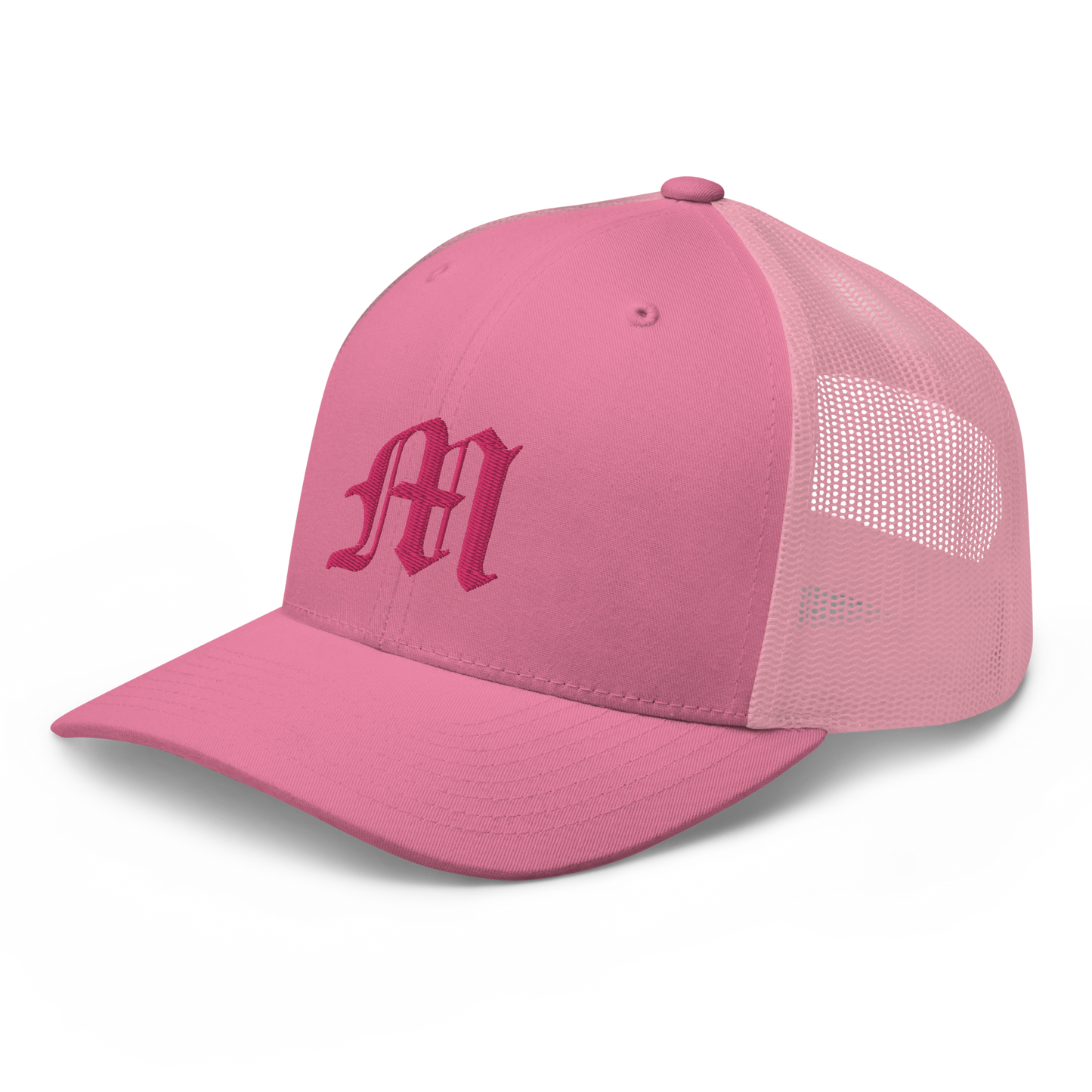 Michigan 'Old English M' Trucker Hat | Pink Embroidery