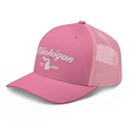 'Michigan EST 1837' Trucker Hat (Script Font)